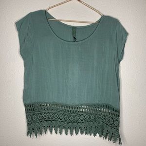 Olive Lace Bottom Crop Top